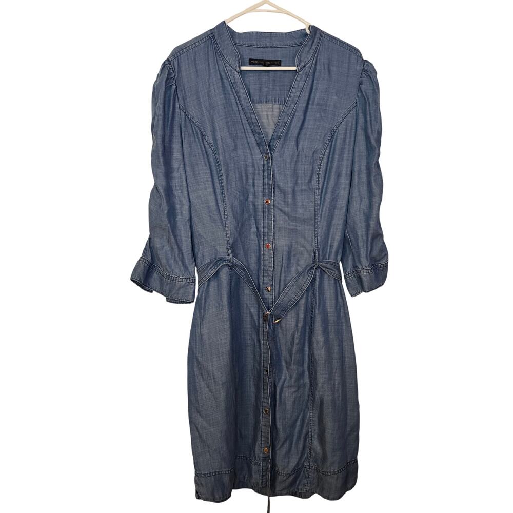 White House Black Market Denim-Look Blue Mini Dress